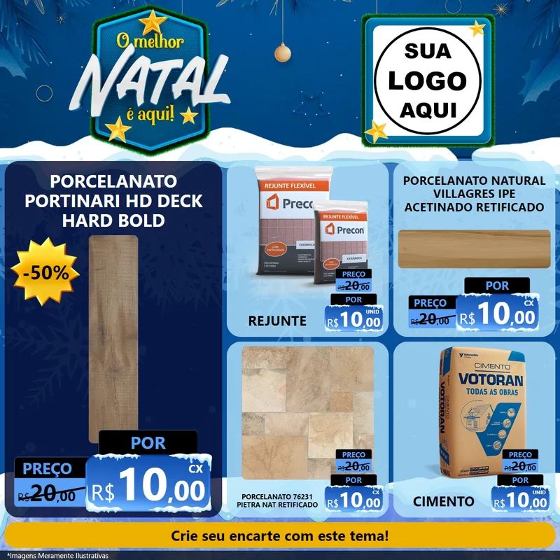 Modelo de Rede Social para Feed Facebook com o tema O Melhor Natal É Aqui! para Pisos e revestimentos