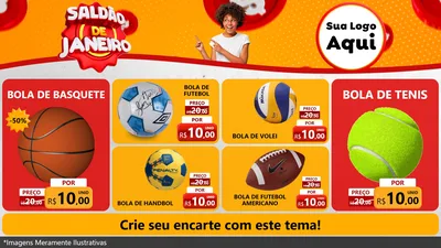 Modelo de TV para TV Horizontal com o tema Saldão de Janeiro para Artigos Esportivos