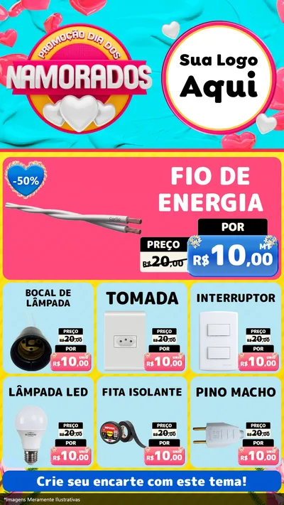 Modelo de Rede Social para Stories com o tema Promoção Dia dos Namorados para Materiais Elétricos