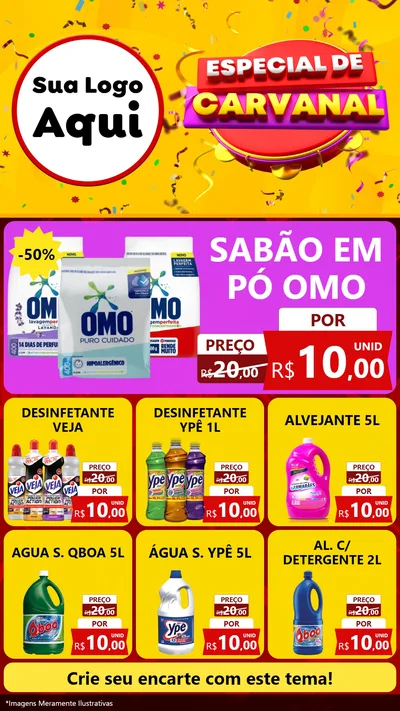 Modelo de Rede Social para Stories com o tema Especial de Carnaval para Produtos de Limpeza