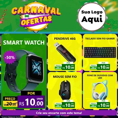 Modelo de Rede Social para Feed Facebook com o tema Carnaval de Ofertas para Informática