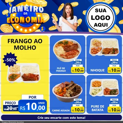 Modelo de Rede Social para Feed Facebook com o tema Janeiro da Economia para Restaurante
