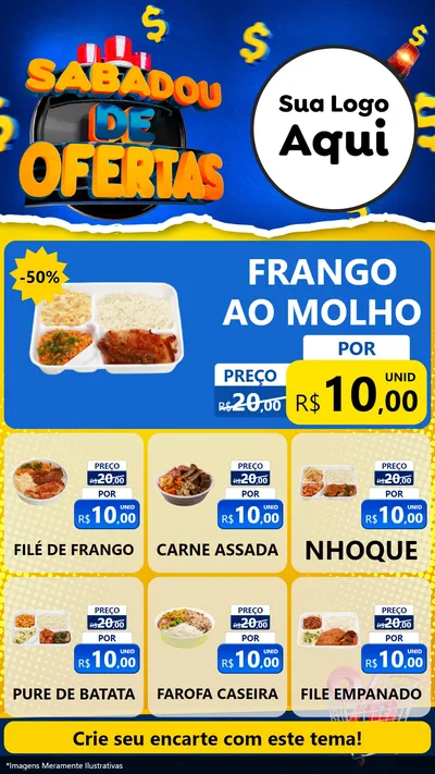 Modelo de Rede Social para Stories com o tema Sabadou de Ofertas para Restaurante