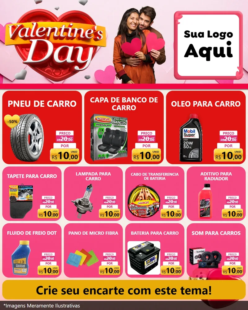 Modelo de Rede Social para Feed Instagram com o tema Valentine's Day para Auto peças