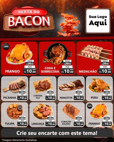 Modelo de Rede Social para Feed Instagram com o tema Sexta do Bacon para Assados
