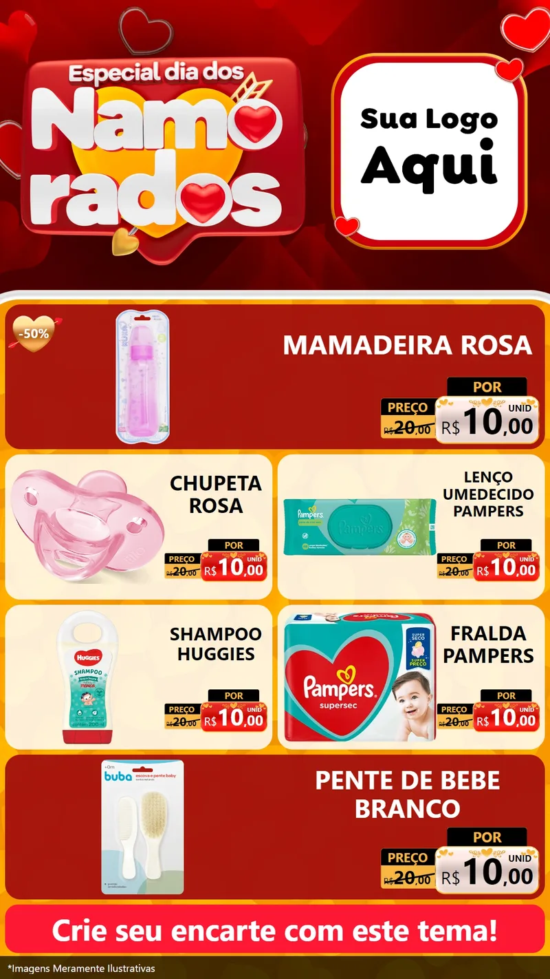 Modelo de TV para TV Vertical com o tema Especial Dia dos Namorados para Bebês