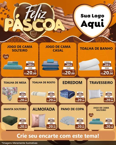 Modelo de Rede Social para Feed Instagram com o tema Feliz Páscoa para Cama, Mesa e Banho