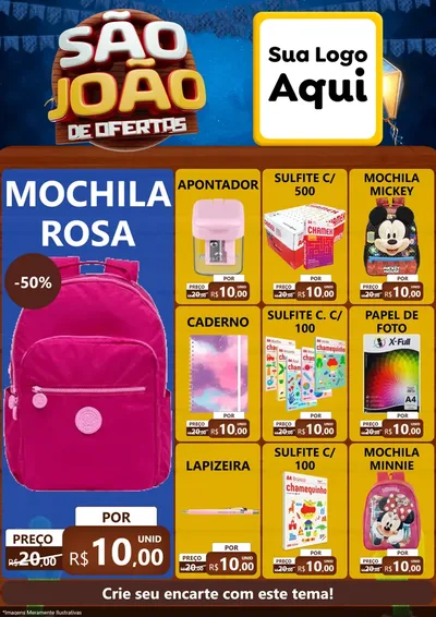 Modelo de Encarte para Encarte A4 Vertical com o tema São João Ofertas Imbatíveis! - Junina para Papelaria