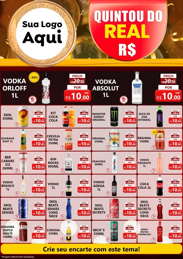 Modelo de Encarte para Encarte A4 Vertical com o tema Quintou do Real para Distribuidora de bebidas