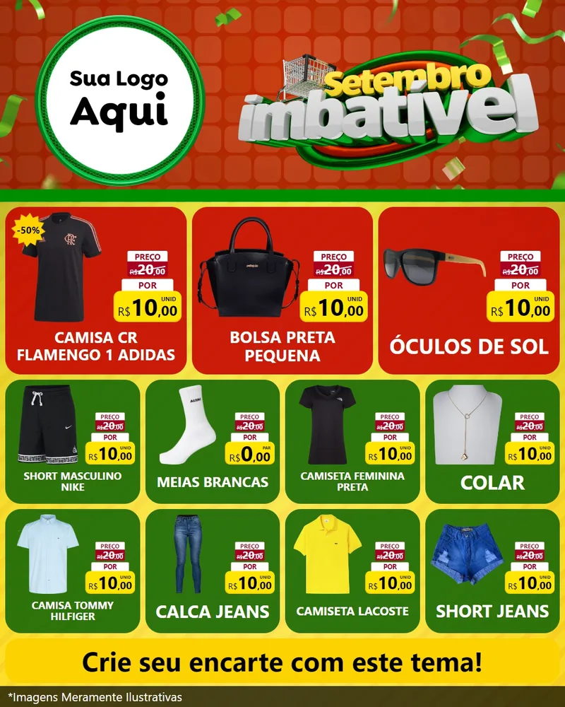 Modelo de Rede Social para Feed Instagram com o tema Setembro Imbatível para Roupas e acessórios