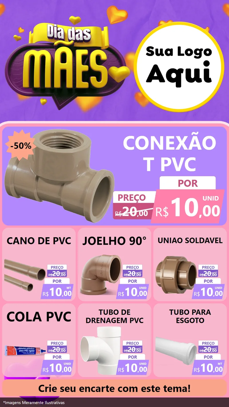 Modelo de Rede Social para Stories com o tema Dia das Mães para Tubos e conexões