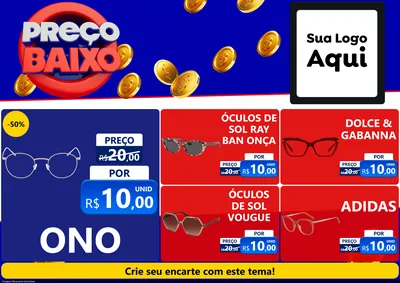 Modelo de Encarte para Encarte A4 Horizontal com o tema Preço Baixo para Óticas