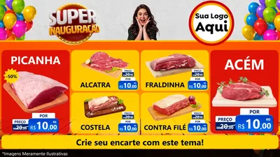 Modelo de TV para TV Horizontal com o tema Super Inauguração para Açougue
