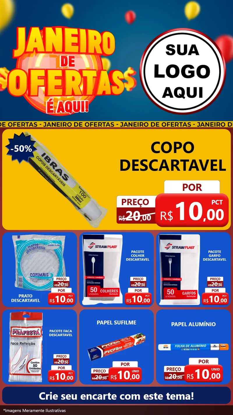 Modelo de Rede Social para Stories com o tema Janeiro de Ofertas É Aqui! para Embalagens