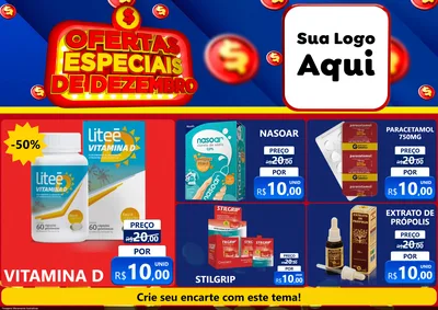 Modelo de Encarte para Encarte A4 Horizontal com o tema Ofertas Especiais de Dezembro para Farmácia