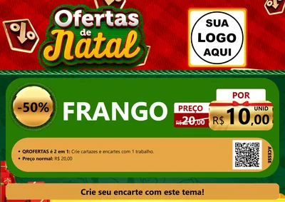 Modelo de Cartaz para Cartaz A4 Horizontal com o tema Ofertas de Natal para Assados