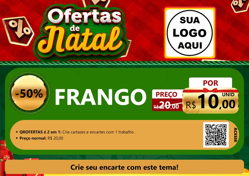 Modelo de Cartaz para Cartaz A4 Horizontal com o tema Ofertas de Natal para Assados
