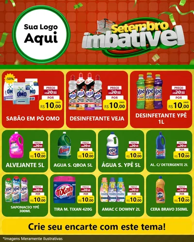 Modelo de Rede Social para Feed Instagram com o tema Setembro Imbatível para Produtos de Limpeza