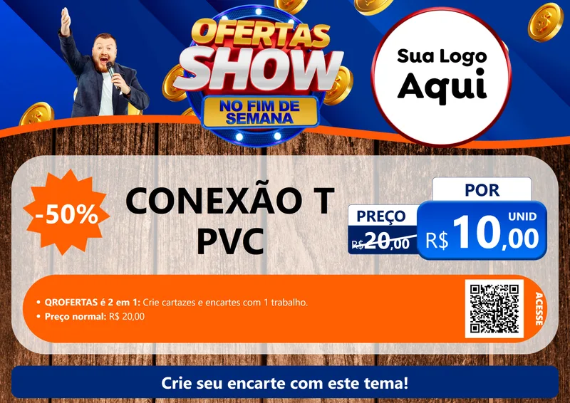 Modelo de Cartaz para Cartaz A4 Horizontal com o tema Ofertas Show No Fim De Semana para Tubos e conexões