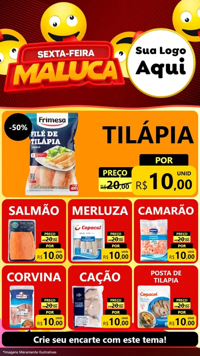 Modelo de Rede Social para Stories com o tema Sexta-feira Maluca para Peixaria