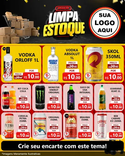 Modelo de Rede Social para Feed Instagram com o tema Operação Limpa Estoque para Distribuidora de bebidas