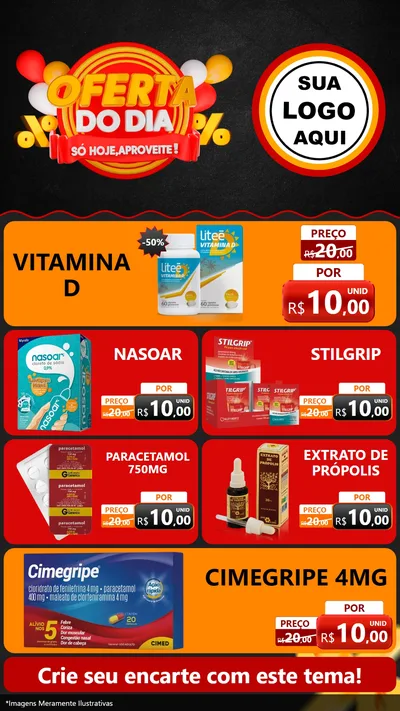 Modelo de TV para TV Vertical com o tema Oferta do Dia - Só hoje, Aproveite! para Farmácia