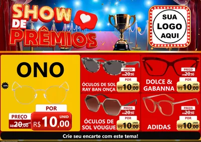 Modelo de Encarte para Encarte A4 Horizontal com o tema Show de Prêmios para Óticas