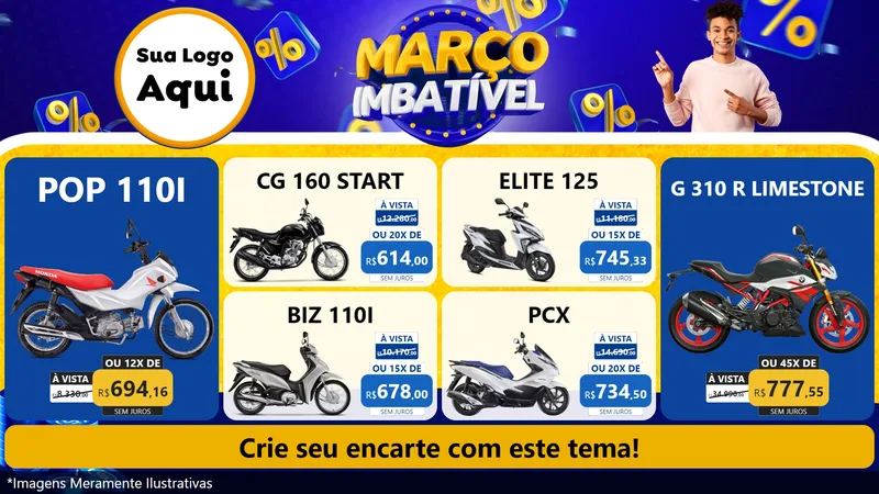 Modelo de TV para TV Horizontal com o tema Março Imbatível para Concessionaria de Motos