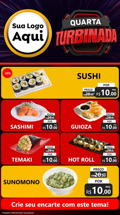 Modelo de TV para TV Vertical com o tema Quarta Turbinada para Comida japonesa
