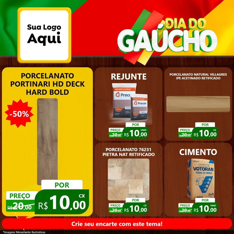 Modelo de Rede Social para Feed Facebook com o tema Dia do Gaúcho para Pisos e revestimentos