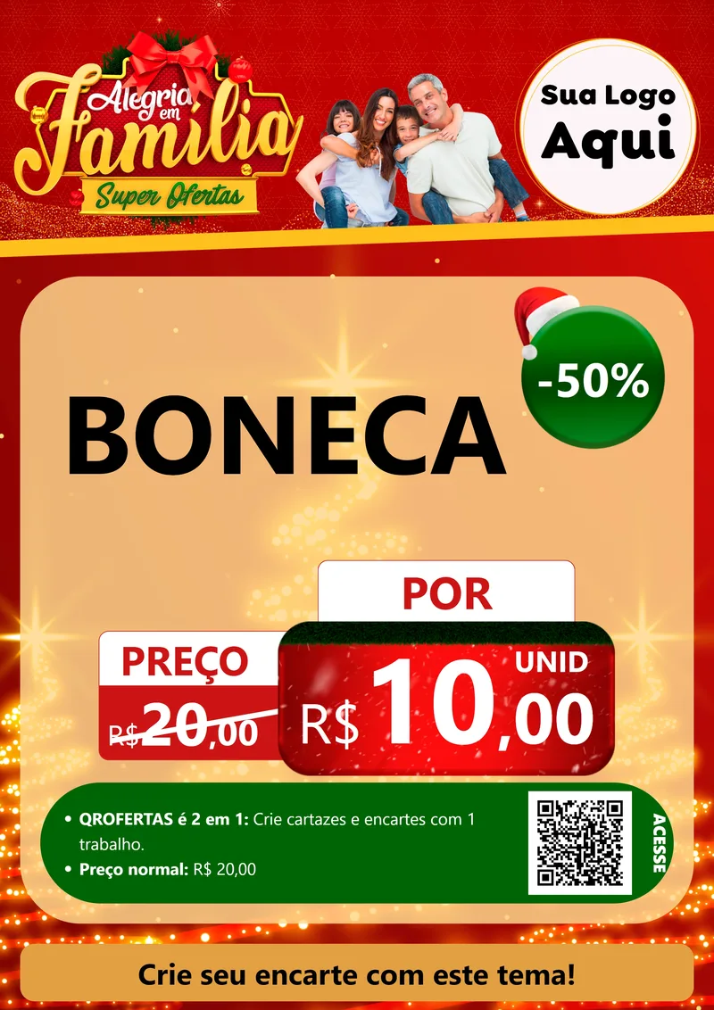 Modelo de Cartaz para Cartaz A4 Vertical com o tema Alegria em Família Super Ofertas - Natal para Brinquedos
