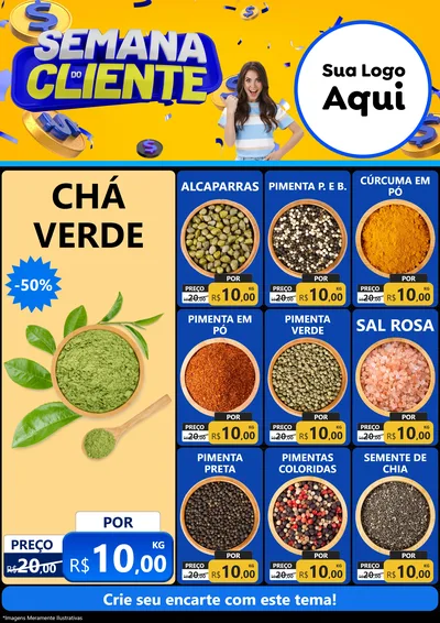 Modelo de Encarte para Encarte A4 Vertical com o tema Semana do Cliente para Produtos Naturais