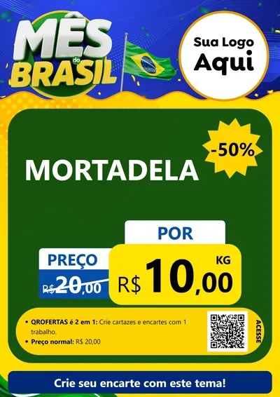 Modelo de Cartaz para Cartaz A4 Vertical com o tema Mês do Brasil para Frios e Laticínios