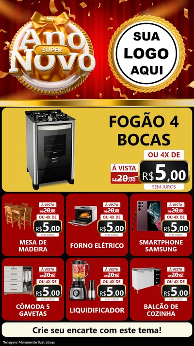 Modelo de Rede Social para Stories com o tema Super Ano Novo para Móveis e Eletro