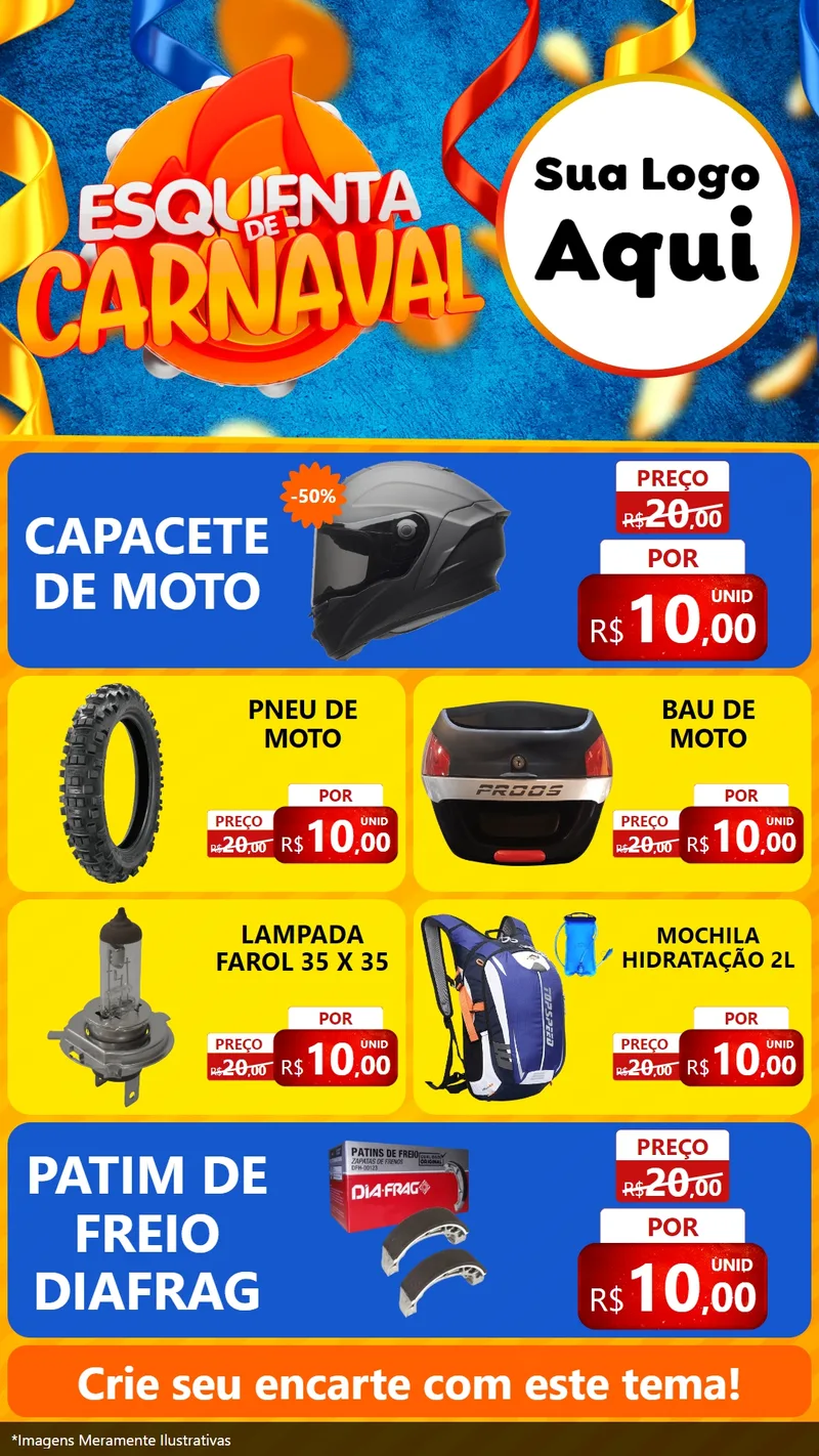 Modelo de TV para TV Vertical com o tema Esquenta de Carnaval para Moto peças