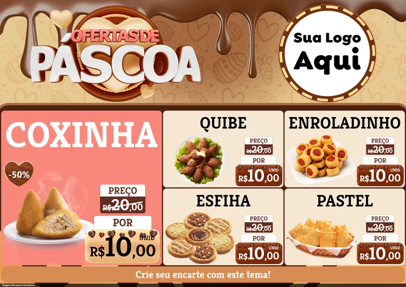 Modelo de Encarte para Encarte A4 Horizontal com o tema Ofertas de Páscoa para Salgadaria