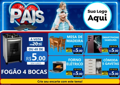 Modelo de Encarte para Encarte A4 Horizontal com o tema Mês Dos Pais para Móveis e Eletro