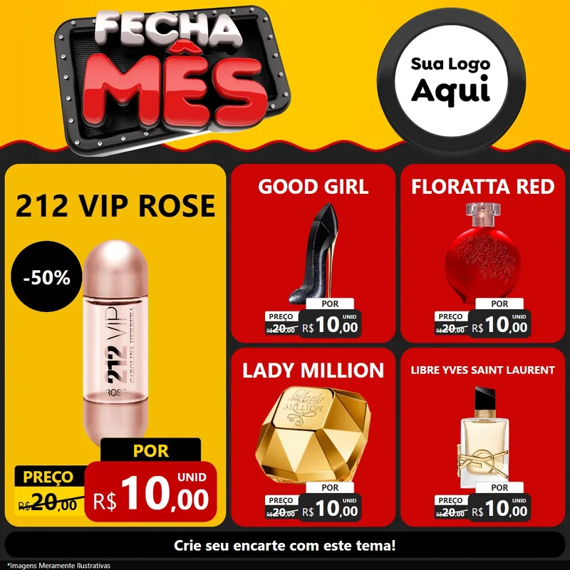 Modelo de Rede Social para Feed Facebook com o tema Fecha Mês para Perfumes