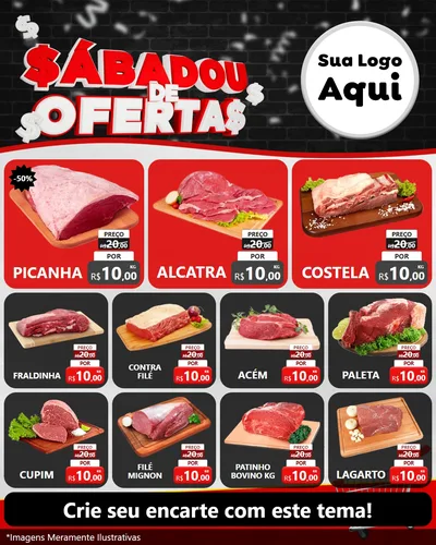 Modelo de Rede Social para Feed Instagram com o tema Sabadou de Ofertas para Açougue