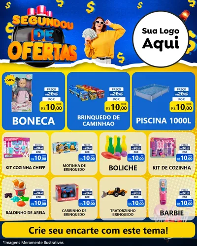 Modelo de Rede Social para Feed Instagram com o tema Segundou de Ofertas para Brinquedos