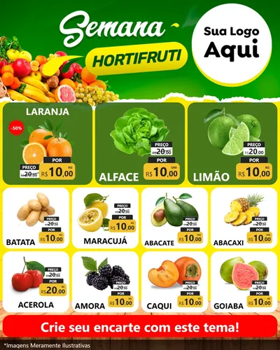 Modelo de Rede Social para Feed Instagram com o tema Semana hortifruti para Hortifrúti