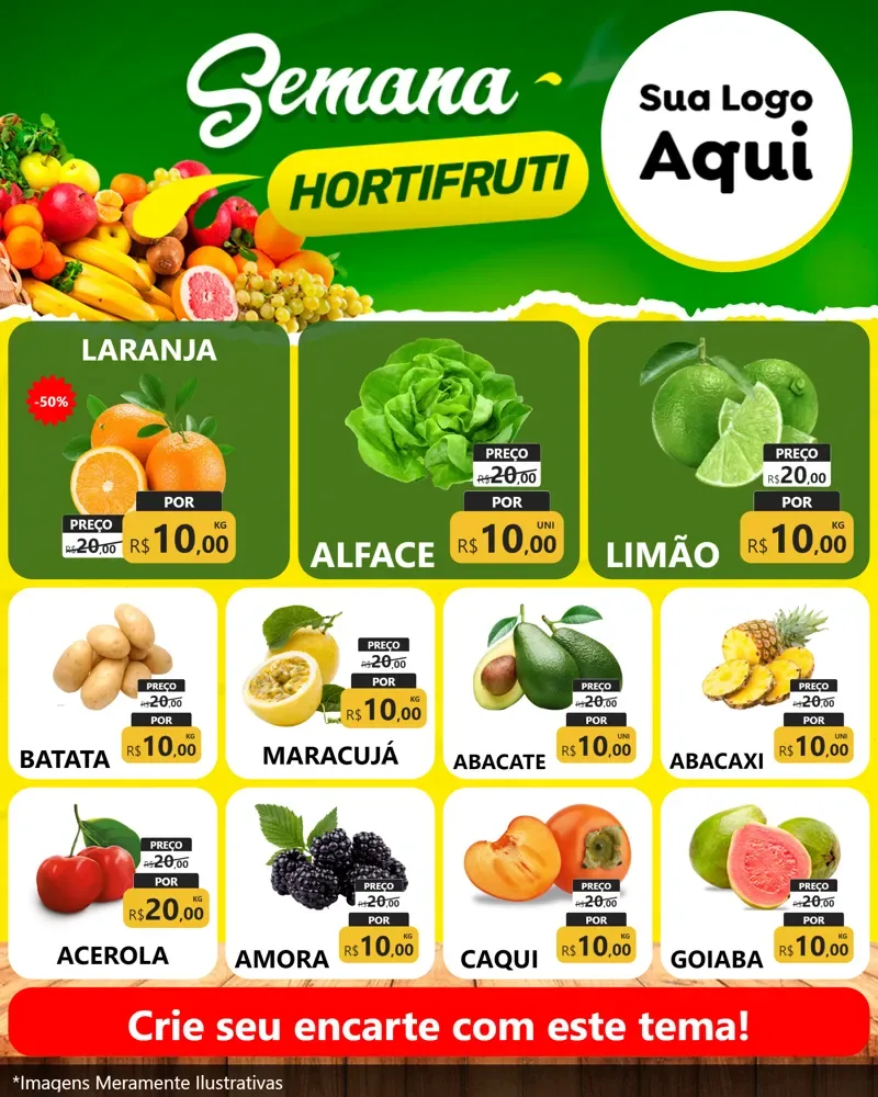 Modelo de Rede Social para Feed Instagram com o tema Semana hortifruti para Hortifrúti