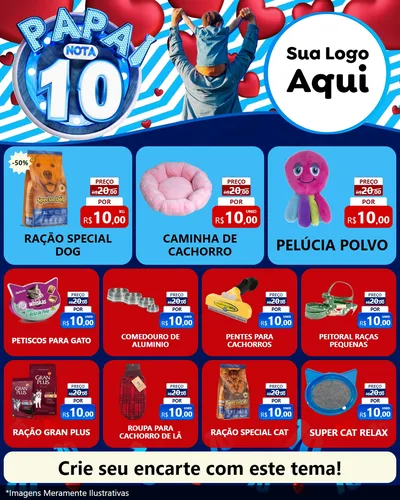 Modelo de Rede Social para Feed Instagram com o tema Papai Nota 10 para Pet Shop