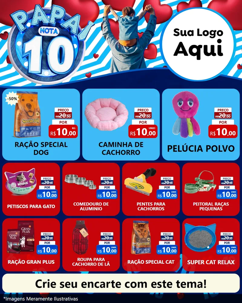 Modelo de Rede Social para Feed Instagram com o tema Papai Nota 10 para Pet Shop