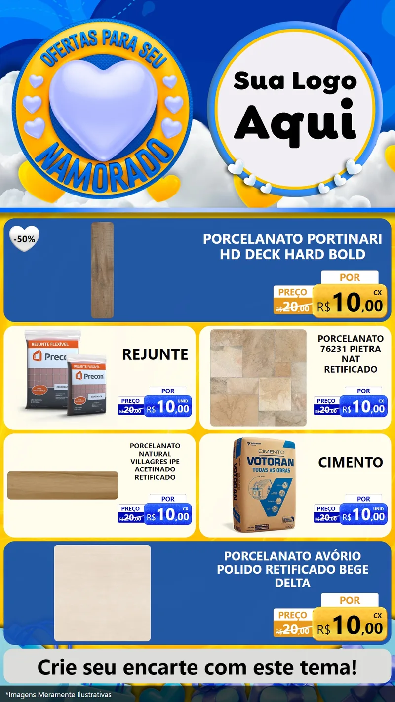 Modelo de TV para TV Vertical com o tema Ofertas Para Seu Namorado para Pisos e revestimentos