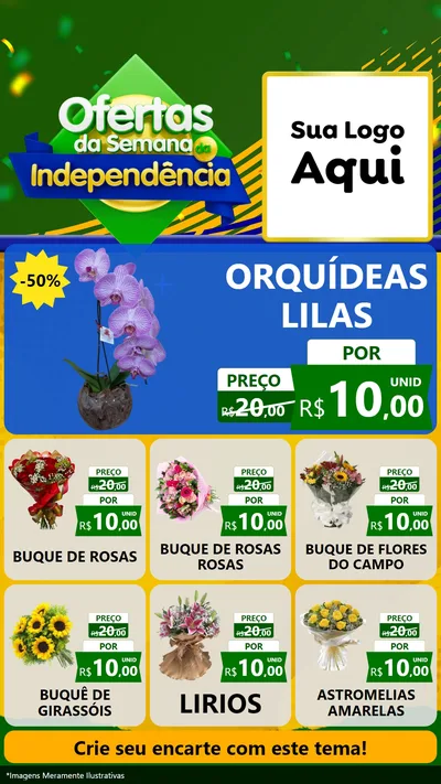 Modelo de Rede Social para Stories com o tema Ofertas da Semana da Independência para Floricultura e jardim