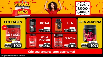 Modelo de TV para TV Horizontal com o tema Virada de Mês para Suplementos alimentares