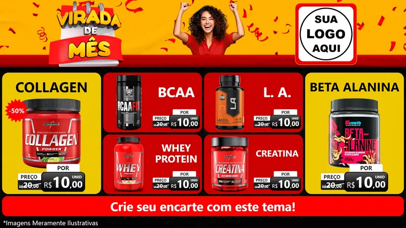 Modelo de TV para TV Horizontal com o tema Virada de Mês para Suplementos alimentares