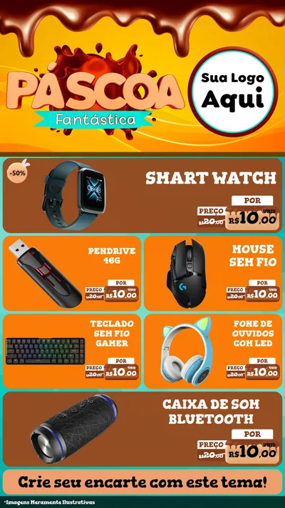 Modelo de TV para TV Vertical com o tema Páscoa Fantástica para Informática