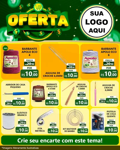 Modelo de Rede Social para Feed Instagram com o tema Oferta para Armarinho e Aviamentos